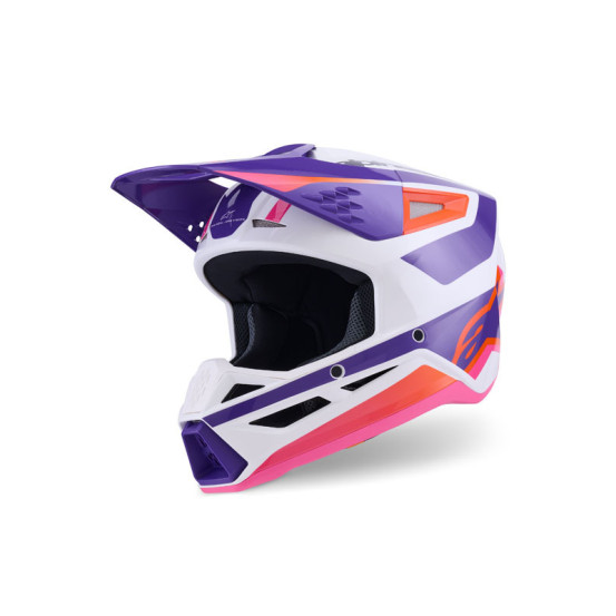 Casque cross Alpinestars 2026 S-M3 Heat - Blanc Mauve Rose