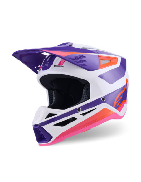 Casque cross Alpinestars 2026 S-M3 Heat - Blanc Mauve Rose