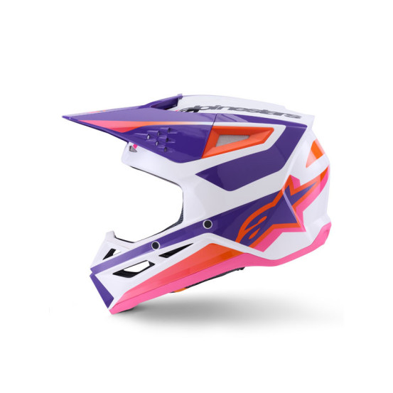 Casque cross Alpinestars 2026 S-M3 Heat - Blanc Mauve Rose