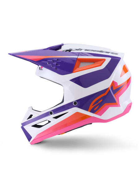 Casque cross Alpinestars 2026 S-M3 Heat - Blanc Mauve Rose