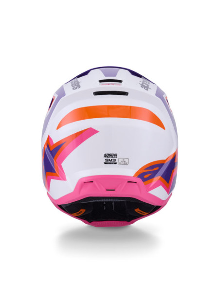 Casque cross Alpinestars 2026 S-M3 Heat - Blanc Mauve Rose