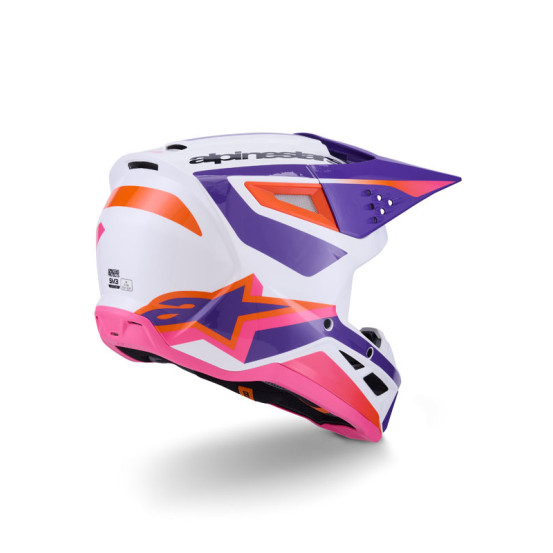 Casque cross Alpinestars 2026 S-M3 Heat - Blanc Mauve Rose