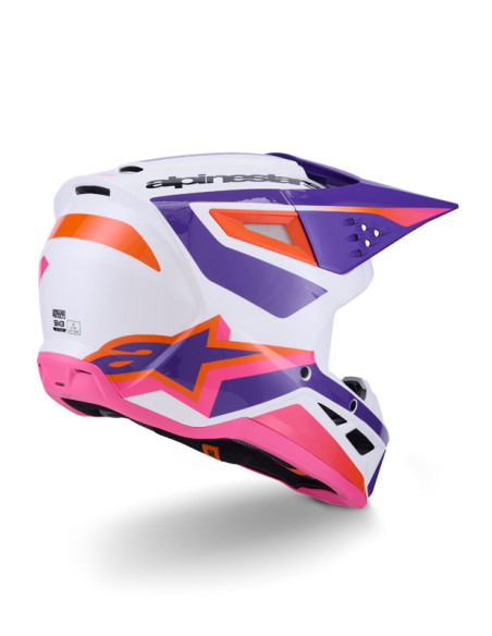 Casque cross Alpinestars 2026 S-M3 Heat - Blanc Mauve Rose