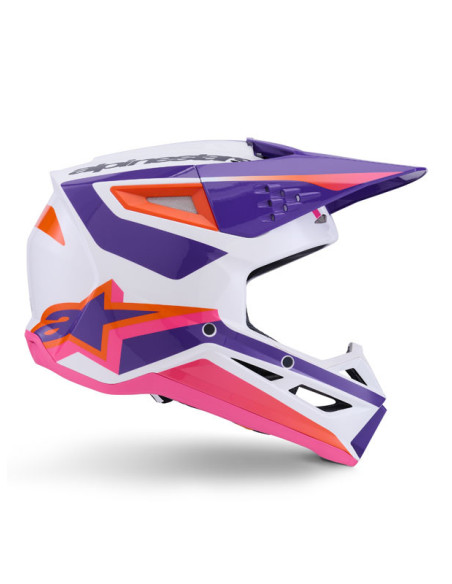 Casque cross Alpinestars 2026 S-M3 Heat - Blanc Mauve Rose