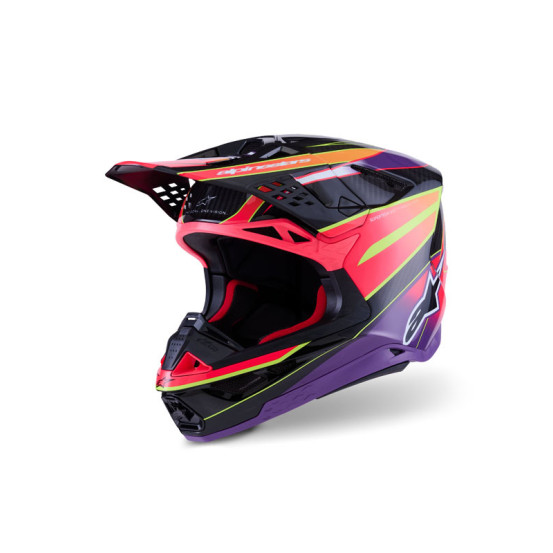Casque cross Alpinestars 2026 Supertech S-M10 Era - Rose Violet Jaune Fluo