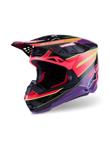 Casque cross Alpinestars 2026 Supertech S-M10 Era - Rose Violet Jaune Fluo