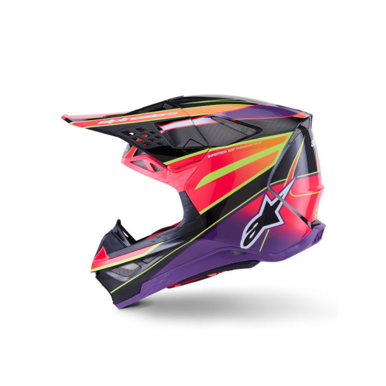 Casque cross Alpinestars 2026 Supertech S-M10 Era - Rose Violet Jaune Fluo