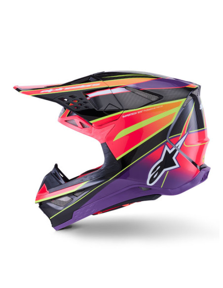 Casque cross Alpinestars 2026 Supertech S-M10 Era - Rose Violet Jaune Fluo