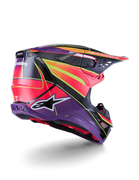 Casque cross Alpinestars 2026 Supertech S-M10 Era - Rose Violet Jaune Fluo
