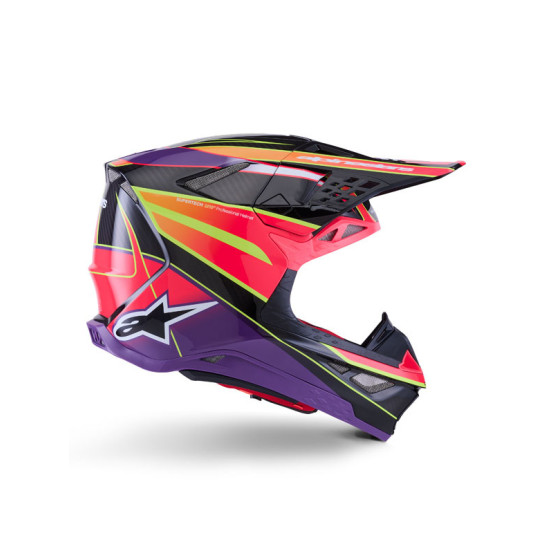 Casque cross Alpinestars 2026 Supertech S-M10 Era - Rose Violet Jaune Fluo