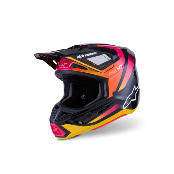 Casque cross Alpinestars 2026 S-M7 Rise - Noir Jaune Rose