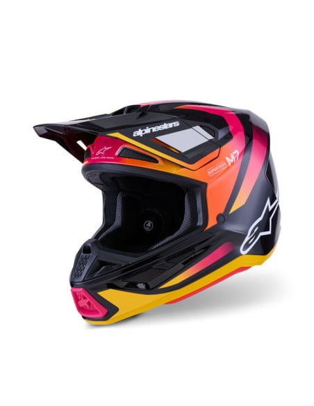 Casque cross Alpinestars 2026 S-M7 Rise - Noir Jaune Rose