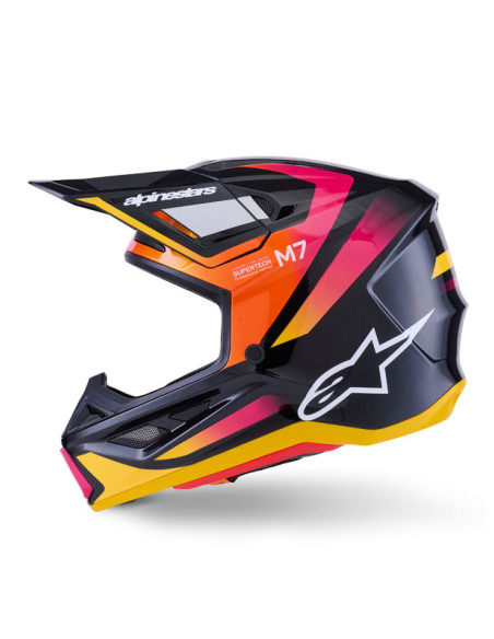 Casque cross Alpinestars 2026 S-M7 Rise - Noir Jaune Rose