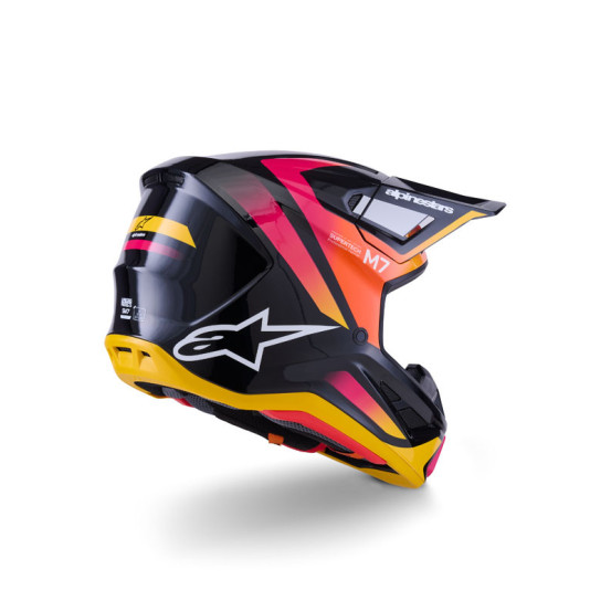 Casque cross Alpinestars 2026 S-M7 Rise - Noir Jaune Rose