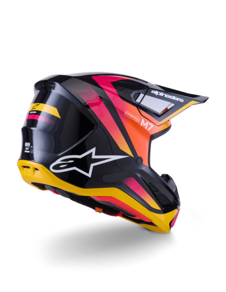 Casque cross Alpinestars 2026 S-M7 Rise - Noir Jaune Rose