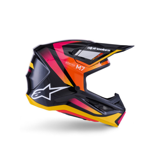 Casque cross Alpinestars 2026 S-M7 Rise - Noir Jaune Rose