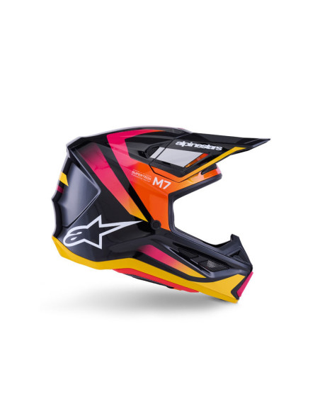 Casque cross Alpinestars 2026 S-M7 Rise - Noir Jaune Rose