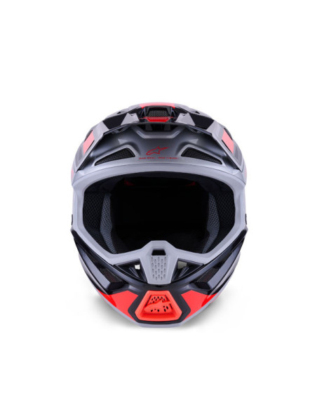 Casque cross Alpinestars 2026 S-M7 Rise - Noir Argent Rouge Fluo