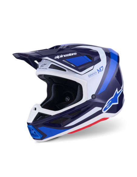 Casque cross Alpinestars 2026 S-M7 Rise - Bleu Blanc