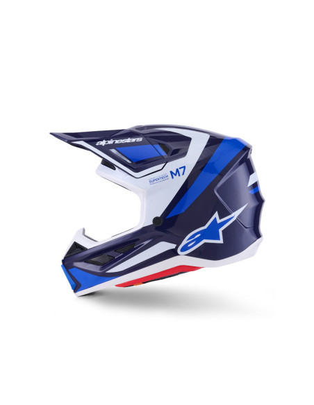 Casque cross Alpinestars 2026 S-M7 Rise - Bleu Blanc