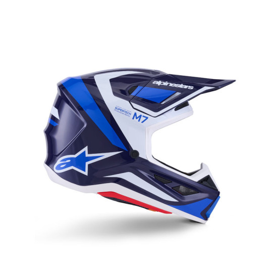 Casque cross Alpinestars 2026 S-M7 Rise - Bleu Blanc