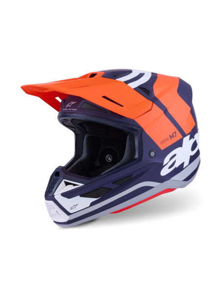 Casque cross Alpinestars 2026 S-M7 Core - Orange Bleu Mat