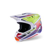 Casque cross Alpinestars 2026 S-M7 Fuse - Blanc Jaune Fluo Mauve
