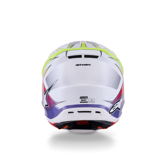 Casque cross Alpinestars 2026 S-M7 Fuse - Blanc Jaune Fluo Mauve