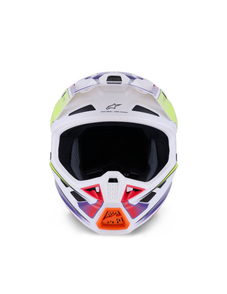 Casque cross Alpinestars 2026 S-M7 Fuse - Blanc Jaune Fluo Mauve