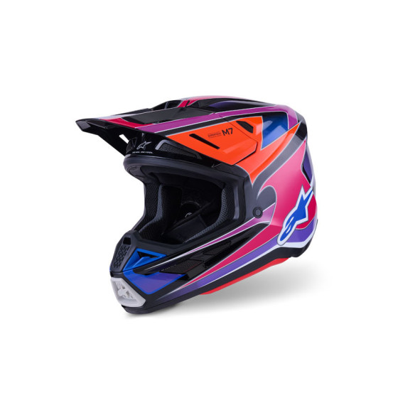Casque cross Alpinestars 2026 S-M7 Fuse - Bleu Mauve Rose