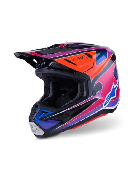 Casque cross Alpinestars 2026 S-M7 Fuse - Bleu Mauve Rose