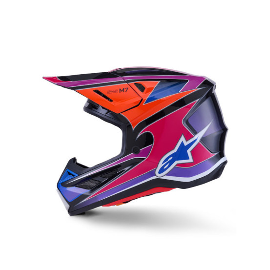Casque cross Alpinestars 2026 S-M7 Fuse - Bleu Mauve Rose