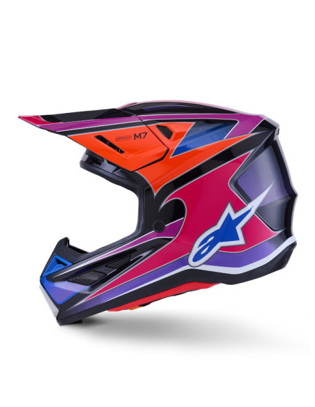 Casque cross Alpinestars 2026 S-M7 Fuse - Bleu Mauve Rose