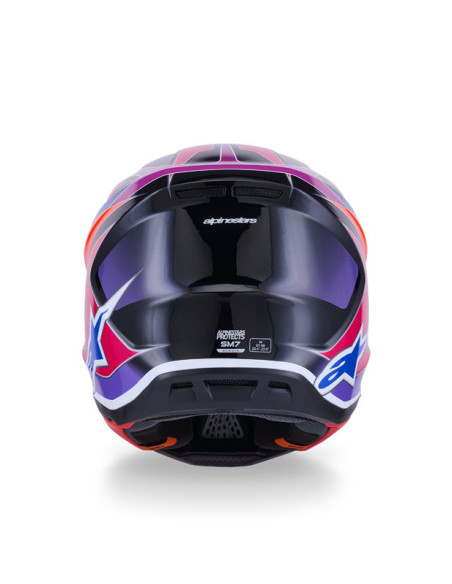 Casque cross Alpinestars 2026 S-M7 Fuse - Bleu Mauve Rose