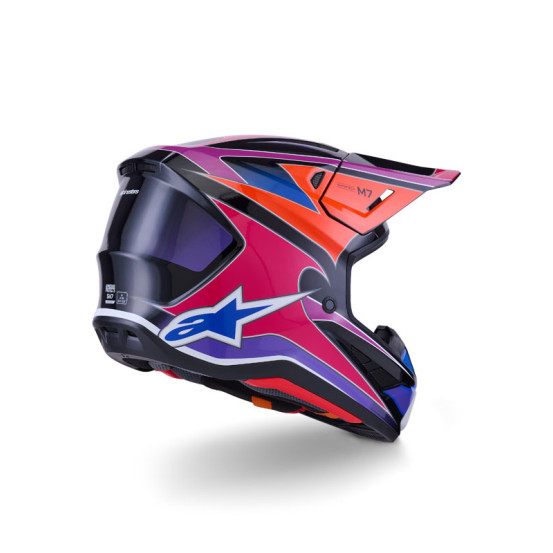 Casque cross Alpinestars 2026 S-M7 Fuse - Bleu Mauve Rose
