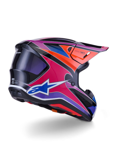 Casque cross Alpinestars 2026 S-M7 Fuse - Bleu Mauve Rose