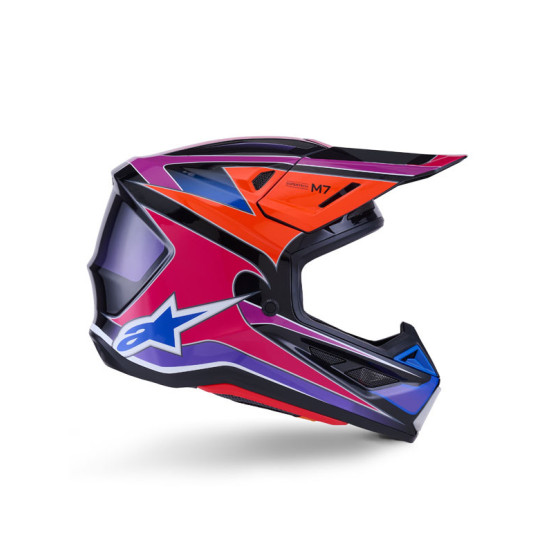 Casque cross Alpinestars 2026 S-M7 Fuse - Bleu Mauve Rose