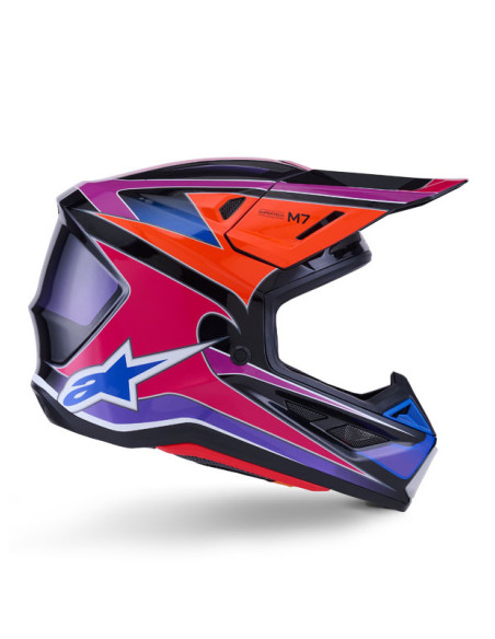 Casque cross Alpinestars 2026 S-M7 Fuse - Bleu Mauve Rose