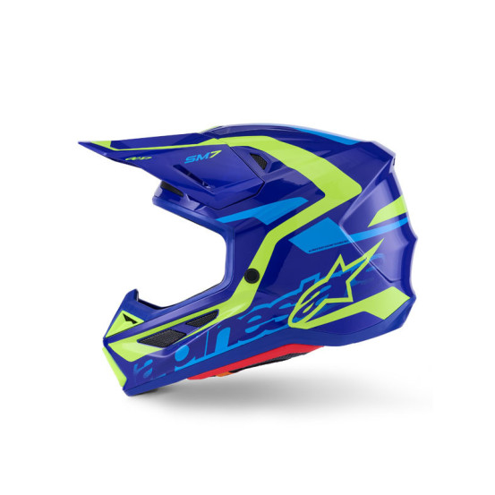 Casque cross Alpinestars 2026 S-M7 Deed - Bleu Jaune Fluo
