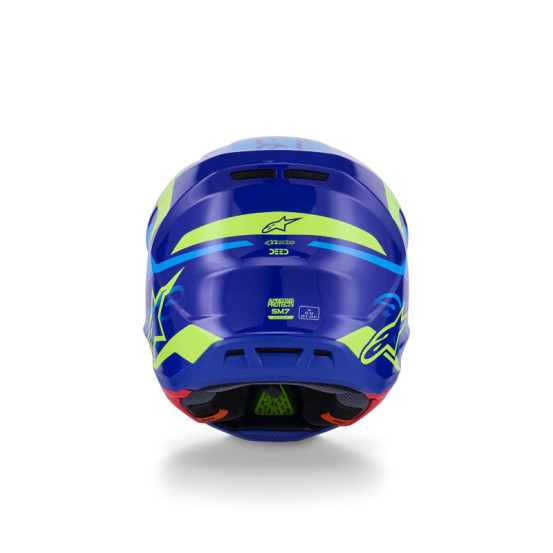 Casque cross Alpinestars 2026 S-M7 Deed - Bleu Jaune Fluo