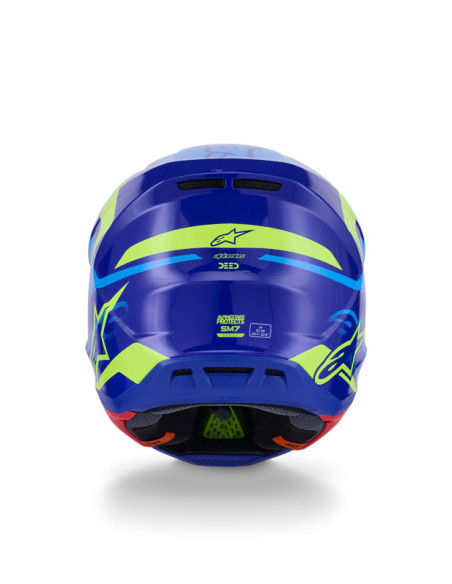Casque cross Alpinestars 2026 S-M7 Deed - Bleu Jaune Fluo
