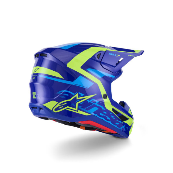 Casque cross Alpinestars 2026 S-M7 Deed - Bleu Jaune Fluo