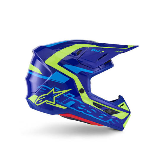 Casque cross Alpinestars 2026 S-M7 Deed - Bleu Jaune Fluo