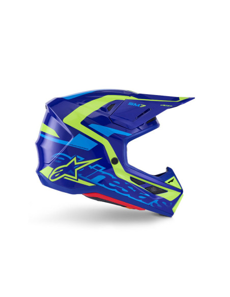 Casque cross Alpinestars 2026 S-M7 Deed - Bleu Jaune Fluo