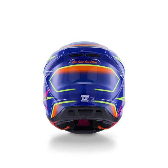 Casque cross Alpinestars 2026 S-M7 Cast - Bleu Rose Jaune Fluo