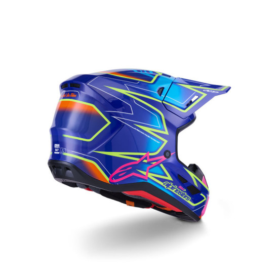 Casque cross Alpinestars 2026 S-M7 Cast - Bleu Rose Jaune Fluo