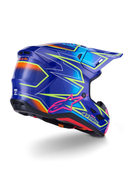 Casque cross Alpinestars 2026 S-M7 Cast - Bleu Rose Jaune Fluo