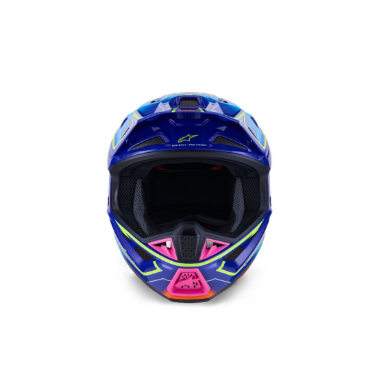 Casque cross Alpinestars 2026 S-M7 Cast - Bleu Rose Jaune Fluo