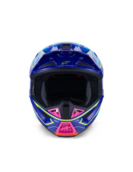 Casque cross Alpinestars 2026 S-M7 Cast - Bleu Rose Jaune Fluo