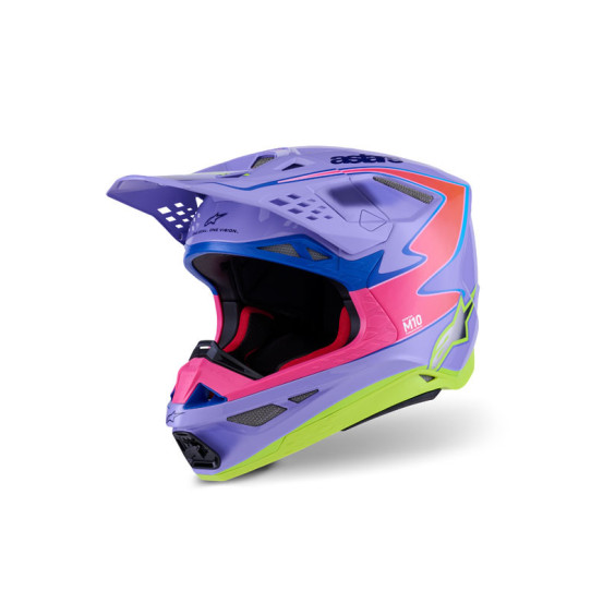 Casque cross Alpinestars 2026 S-M10 Jett Lawrence - Mauve Rose Fluo Jaune Fluo